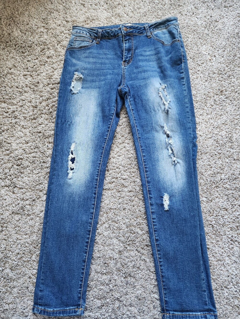 Encore Distressed Skinny Jeans Womens Blue Denim Ripped
